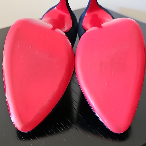 Christian Louboutin Eloise 100 Vous Velours Marine Blue Suede Heels Pumps 38 - Picture 3 of 12
